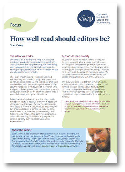 CIEP focus paper: How well read should editors be?