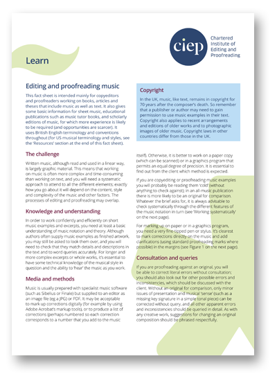 CIEP factsheet: Editing and proofreading music