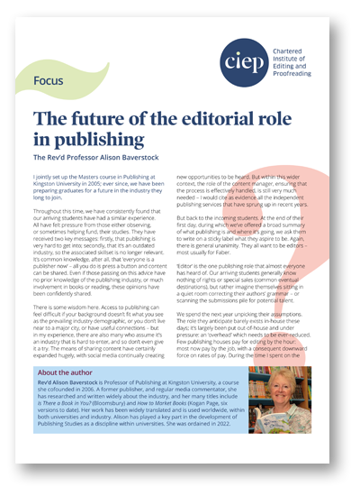 CIEP focus paper: The future of the editorial role in publishing