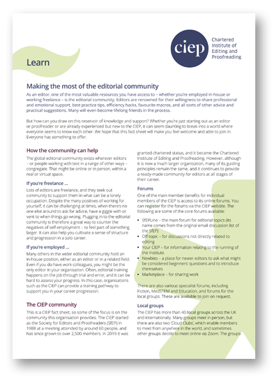 CIEP factsheet: Making the most of the editorial community