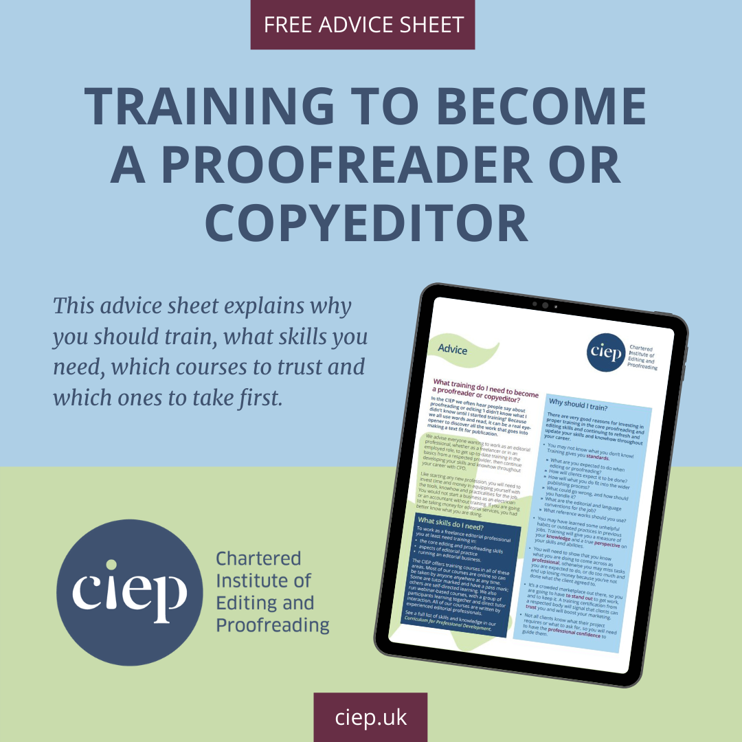 Free advice on training courses for proofreading and editing
